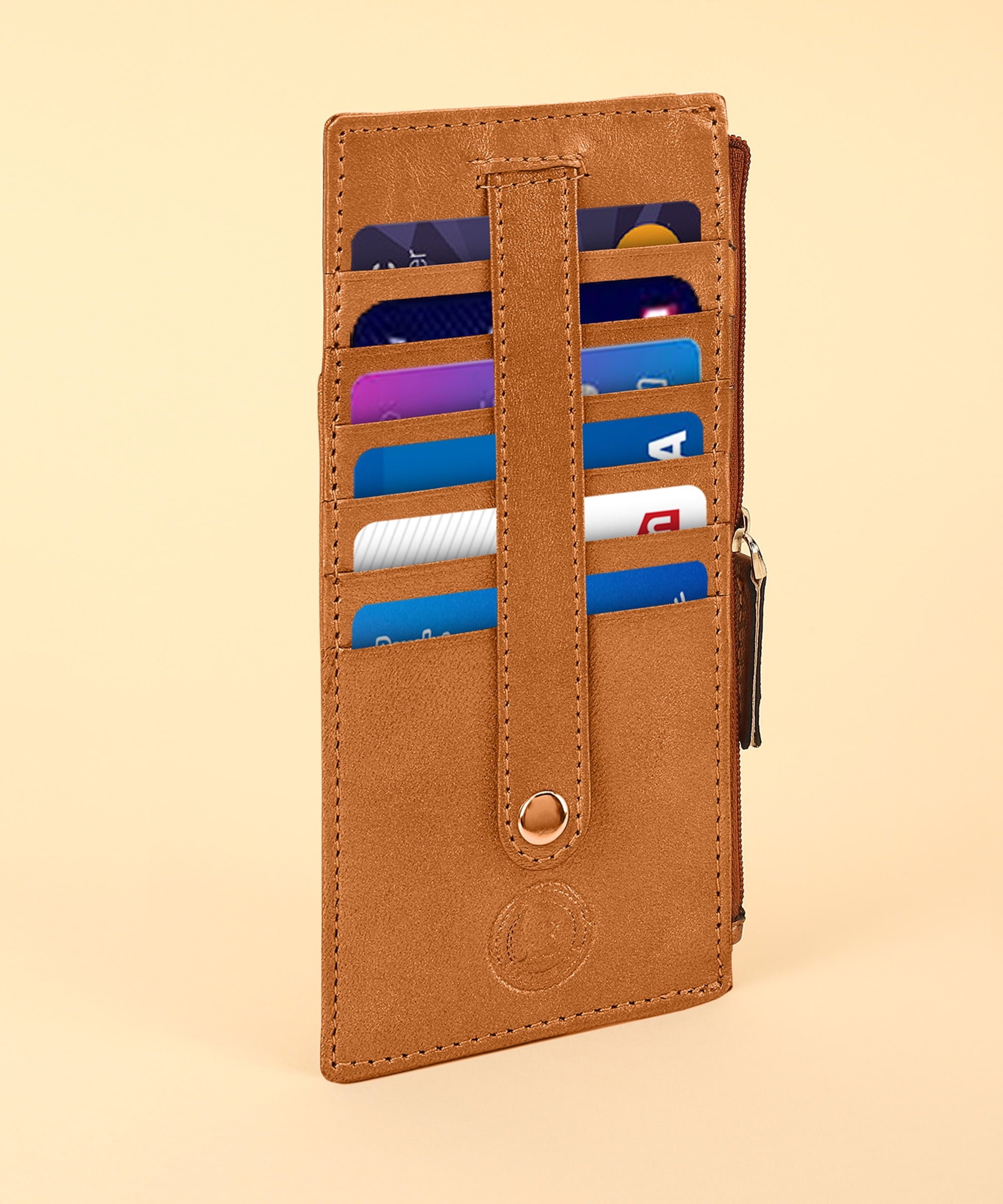 RFID Blocking Women's Wallet Vintage Leather All in One Card Case Holder Slim, Metallic Copper - Image 6