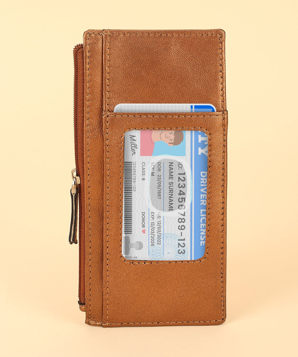 RFID Blocking Women's Wallet Vintage Leather All in One Card Case Holder Slim, Metallic Copper - Image 2
