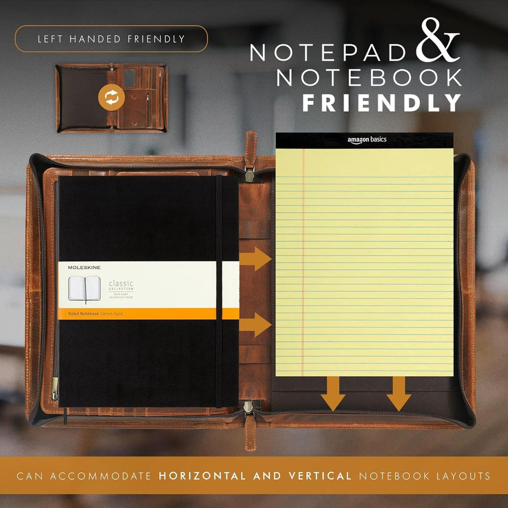 Binder Folder for Men and Women Professional Business Organizer Men and Women (Antique, Letter Zippered) - Image 6