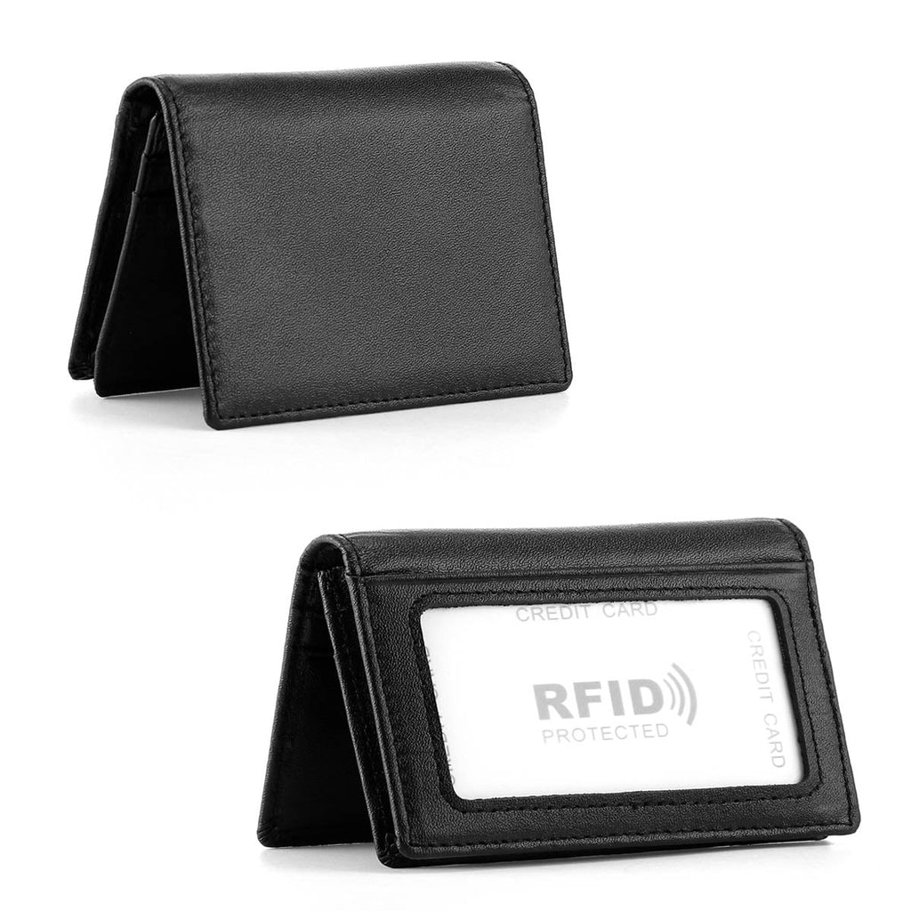 Men's Bifold Front Pocket Wallet Genuine Leather RFID Blocking Card Billfold 5 Slots with Cash Clip, Black - Image 2