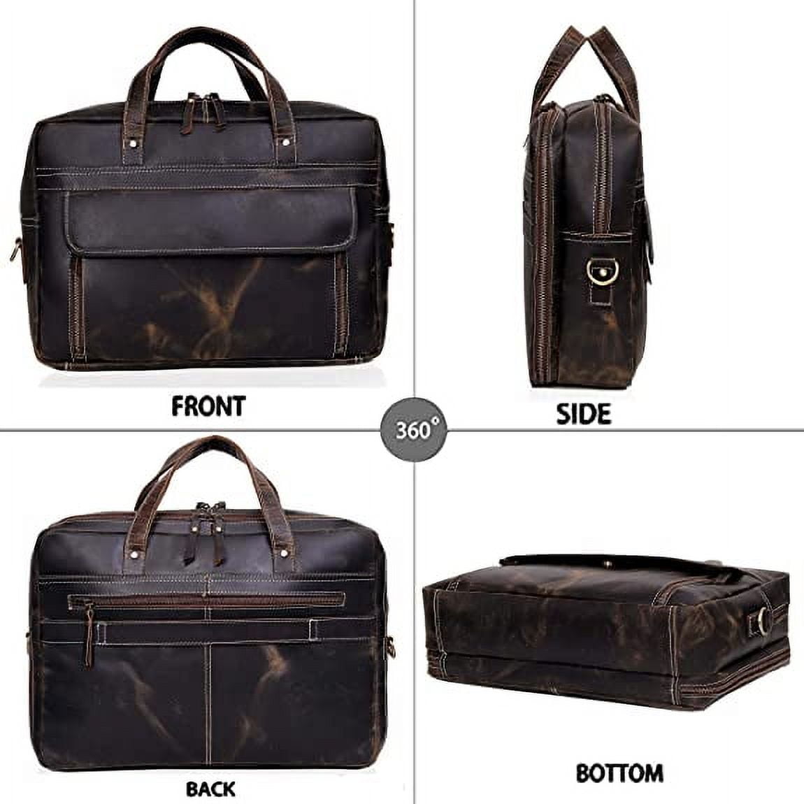18 Inch Leather briefcases Laptop Messenger Bags for Men and Women Best Office School College Satchel Bag - Image 4