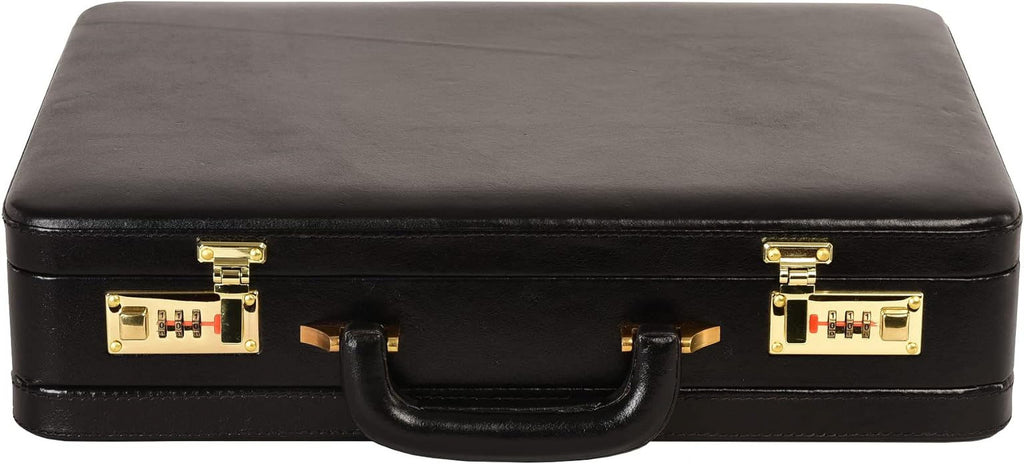 Top Grain Leather Attache Briefcase Business Handbag Leather Expandable Briefcase for Men - Image 3