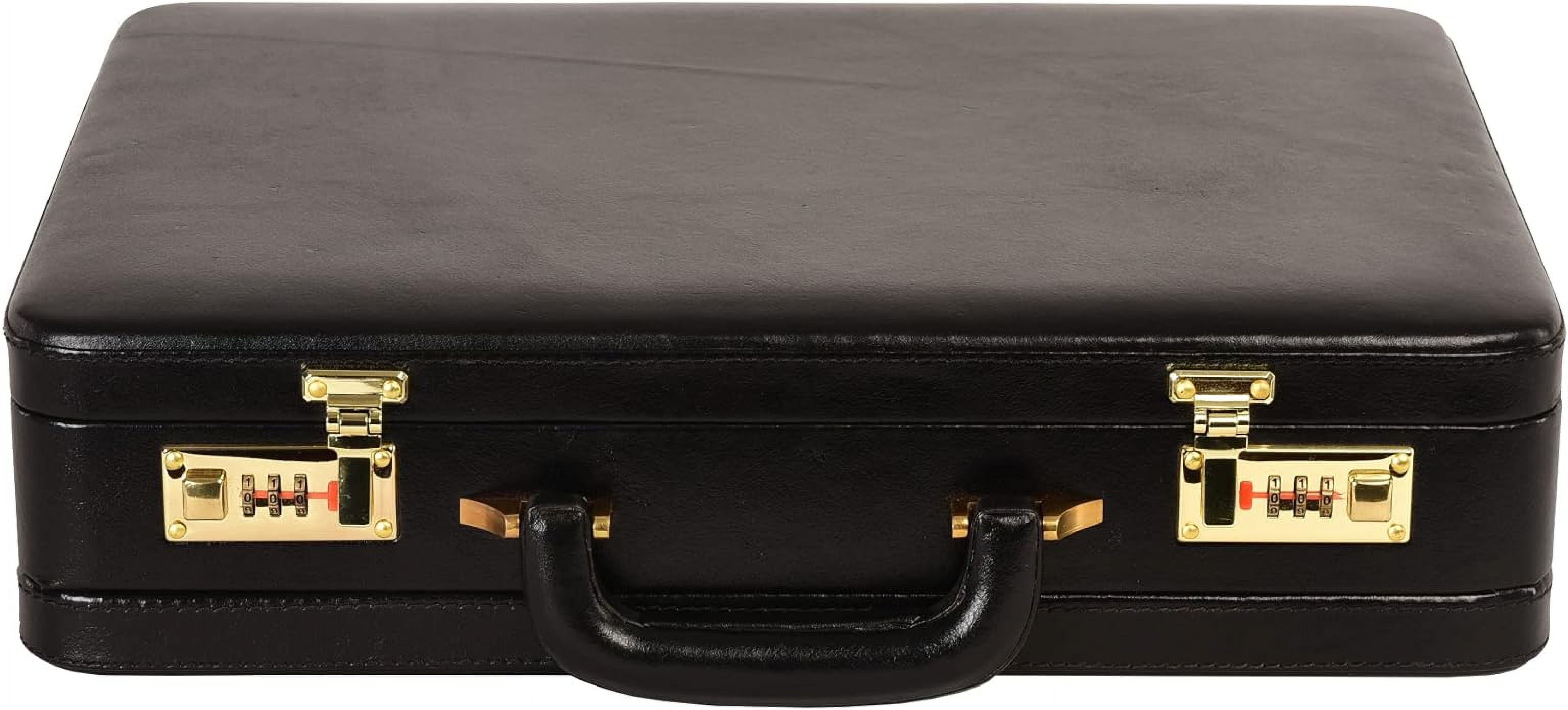 Top Grain Leather Attache Briefcase Business Handbag Leather Expandable Briefcase for Men - Image 3