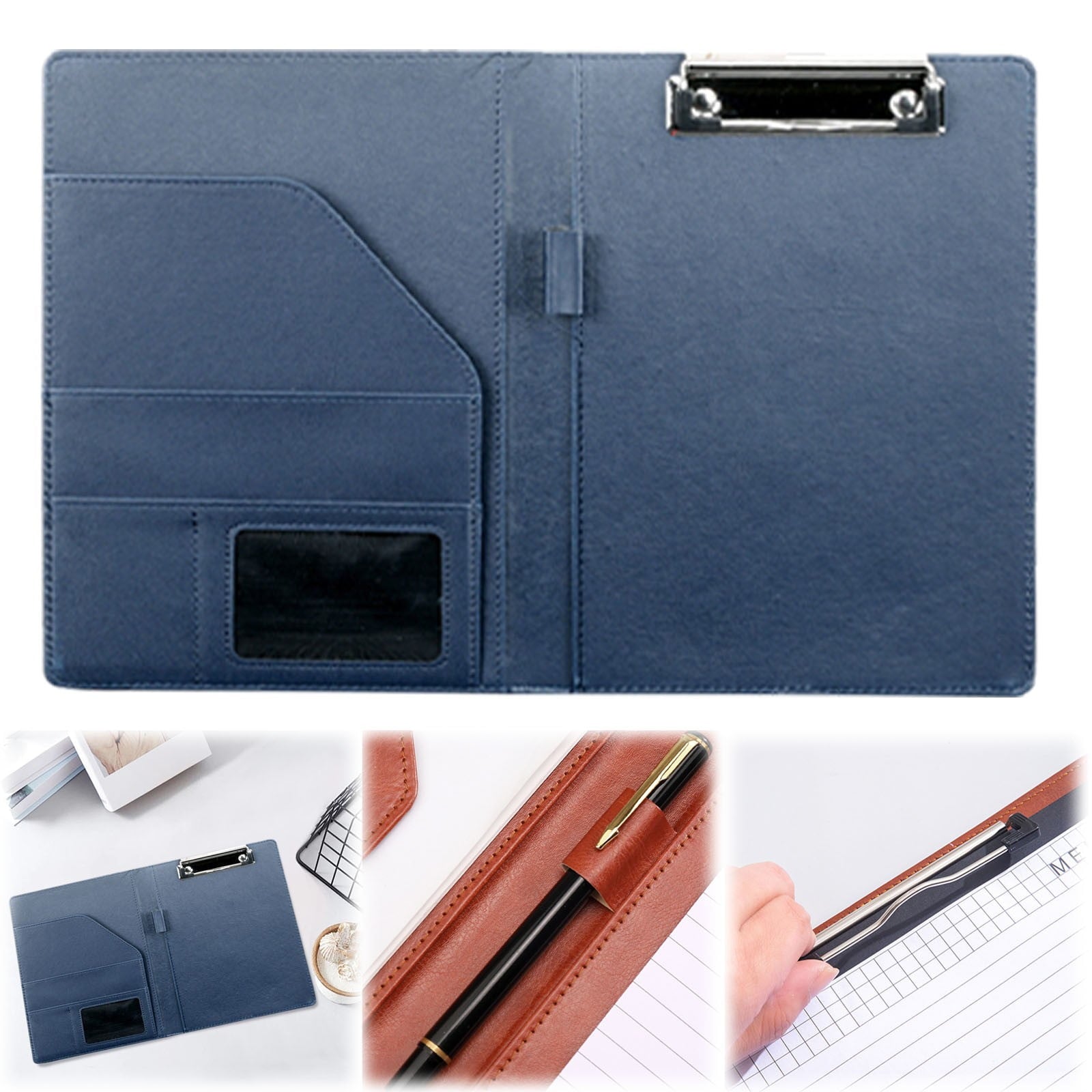 Leather Portfolio Folder Binder, A5 Padfolio Clipboard Folder with Magnetic Closure Cover for Business Office Confere... - Image 2