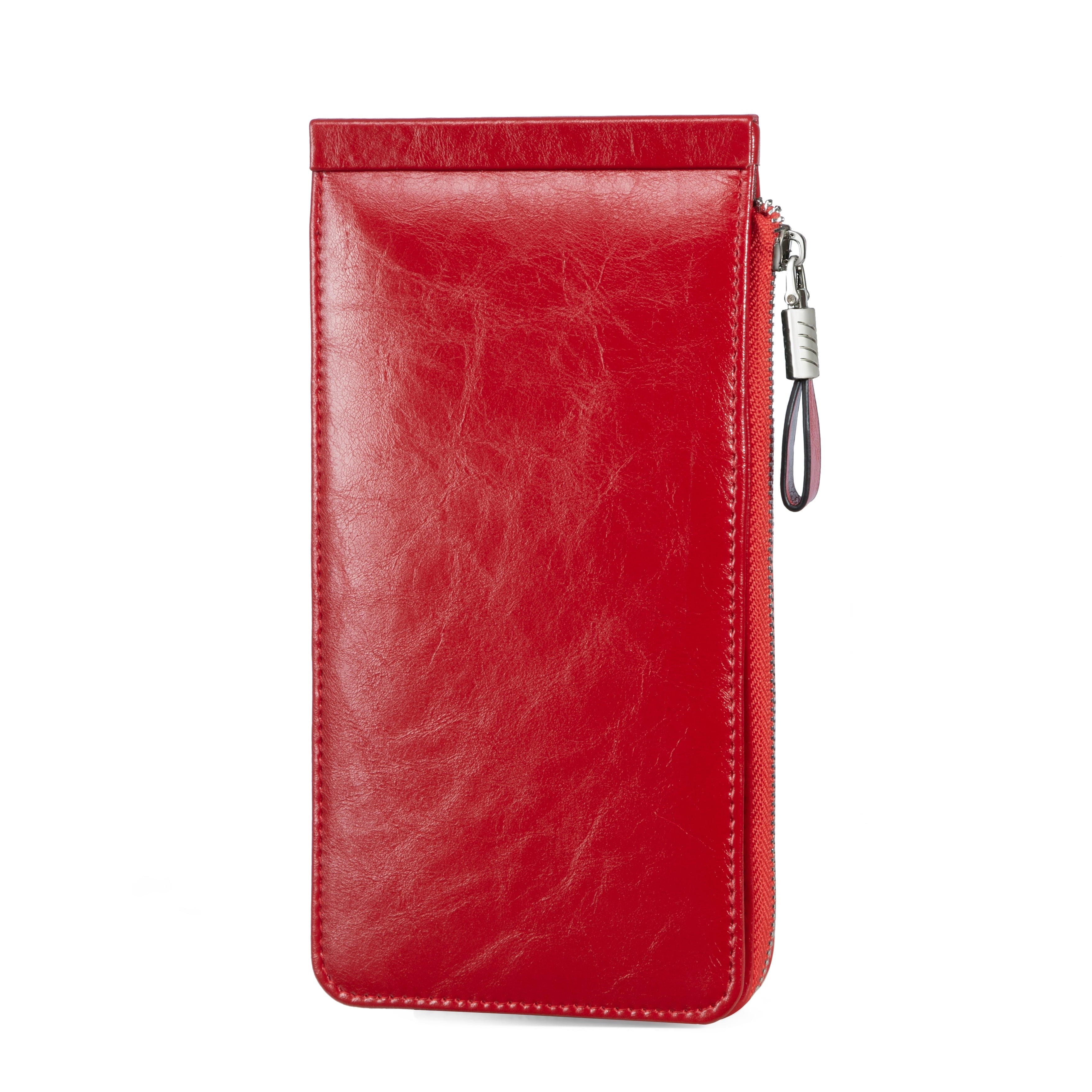 Womens Leather Credit Card Holder Wallet RFID Blocking Wallet Women Card Case Purse Oil Wax Red - Image 6