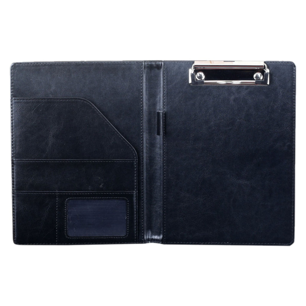 Black Faux Leather Padfolio with Clipboard, A5 Size Business Portfolio Folder Binder, Multi-Compartment Document Organizer with Pen Holder & - Image 2
