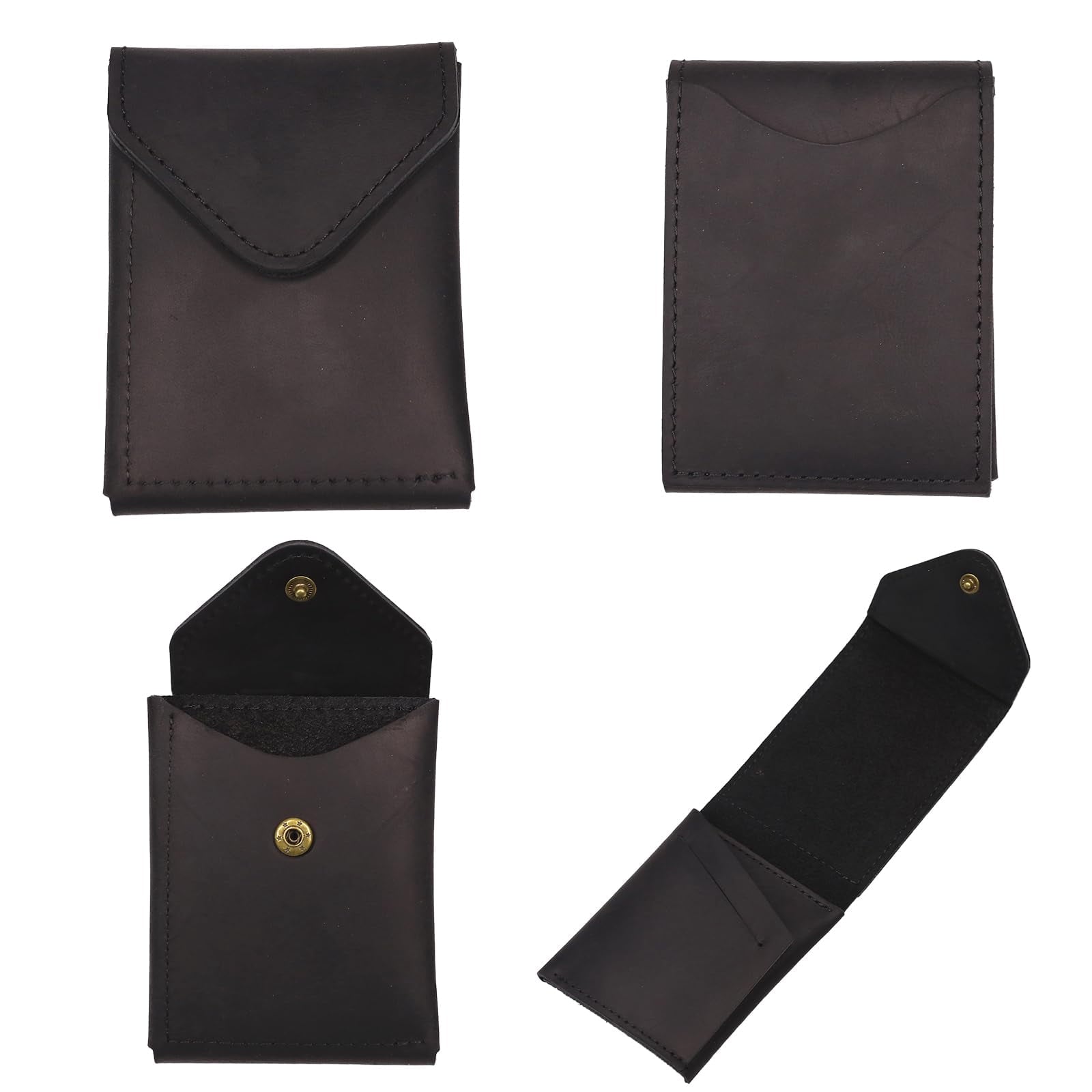 for Men - Slim Card Holder - Handmade Minimalist Front Pocket - Flap - Full Grain - Image 3