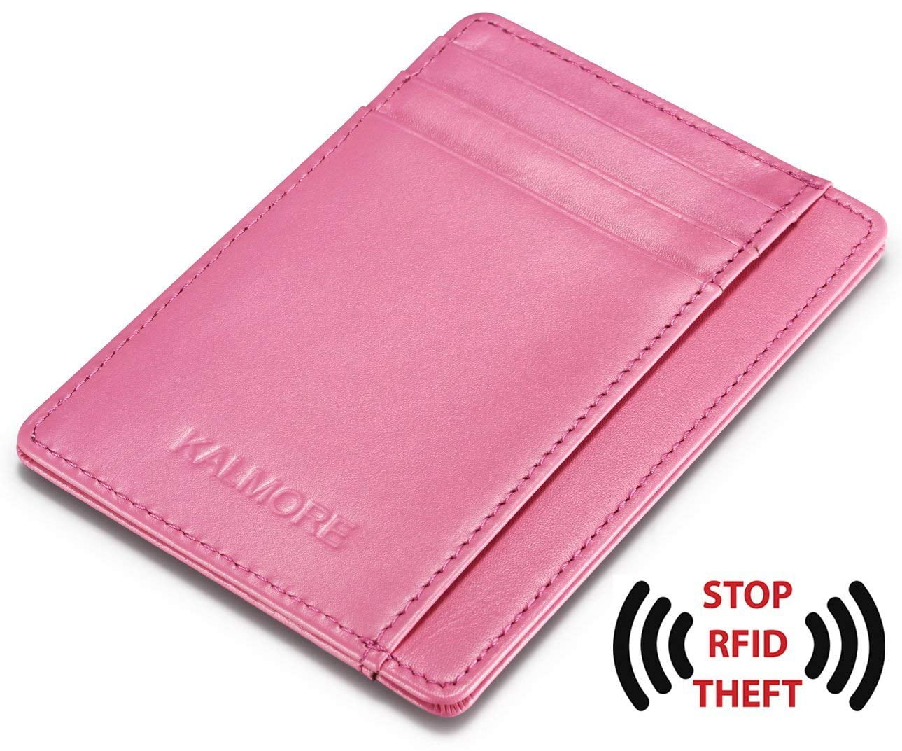 Men's RFID Blocking Slim Leather Business Card Holder 6 Slots, Black - Image 3