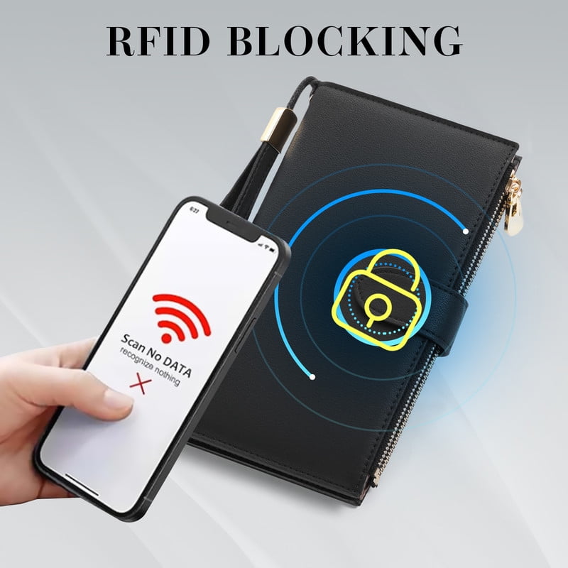 Wallet Women Multi Card Slim Leather RFID Blocking Credit Card Holder Wallet Purse with Zipper Pocket - Image 6
