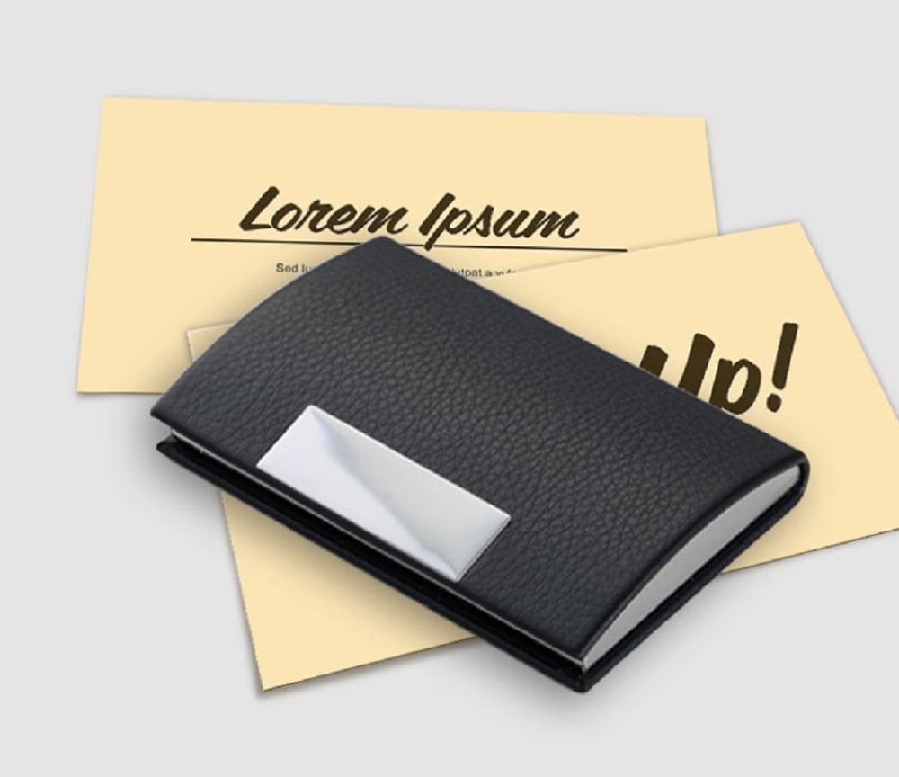 PU Leather Metal Business Card Holder, Slim Pocket Card Wallet for ID, Credit Cards & Name Cards, Professional Case, TIKA - Image 2