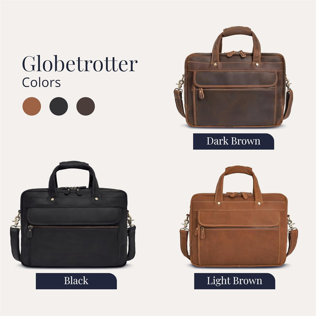 Briefcase for Men, Handcrafted, Fits 15.6" Laptop - Dark Brown - Image 6