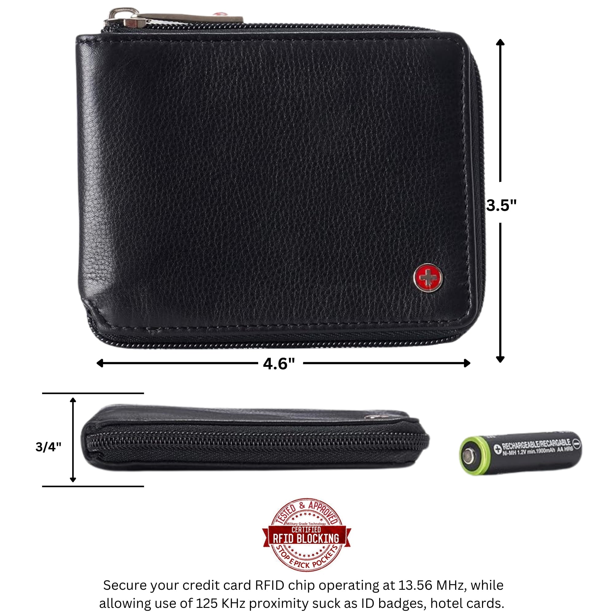Zipper Bifold Wallet for Men Women RFID Protected Genuine Leather - Image 4