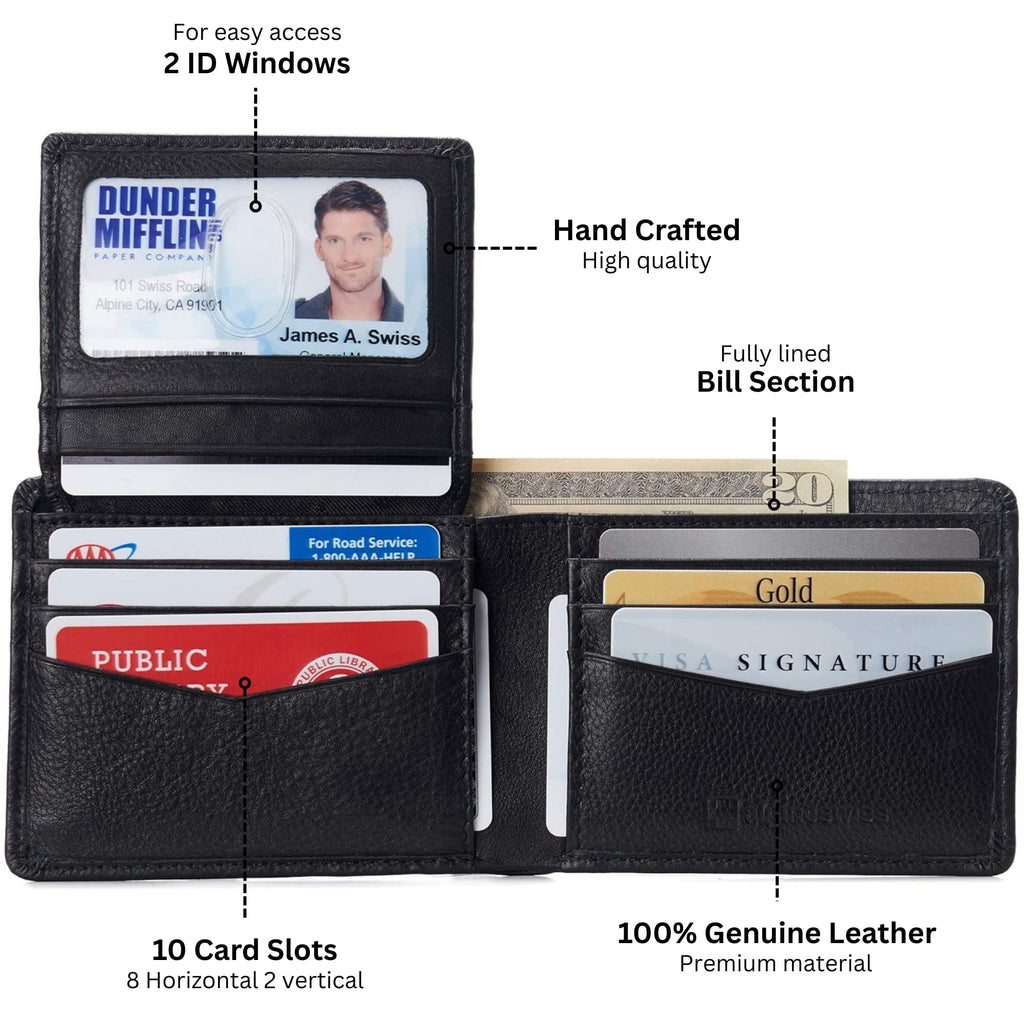 Cor Executive Bifold Wallet | Business Passcase for Men | Premium Leather | Dual ID Windows | RFID Blocking | Gift Bo... - Image 4