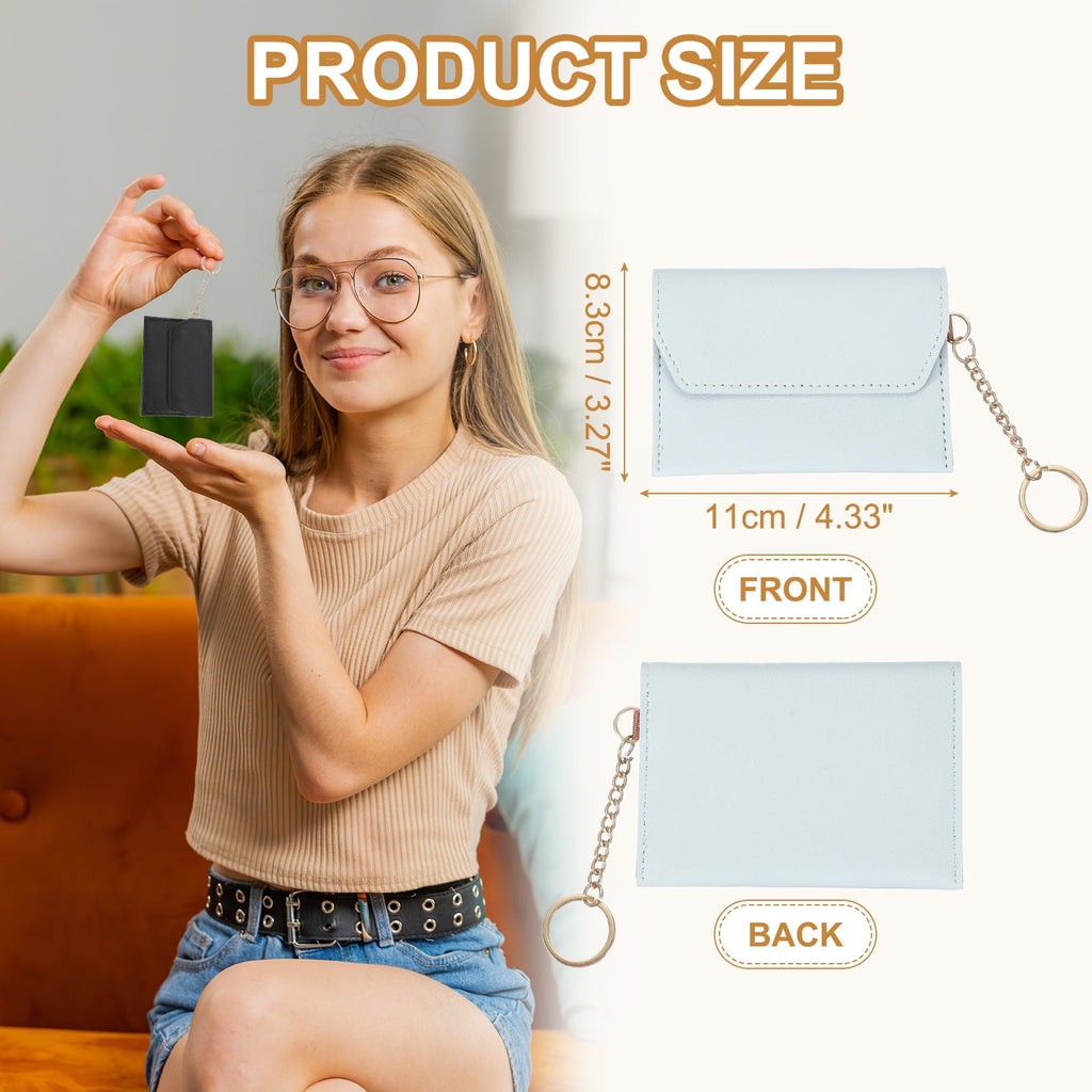 Leather Credit Card Holder, Slim Pocket Wallet for Women for Men with Detachable Keychain, Multi-Functional Dual-snap... - Image 2