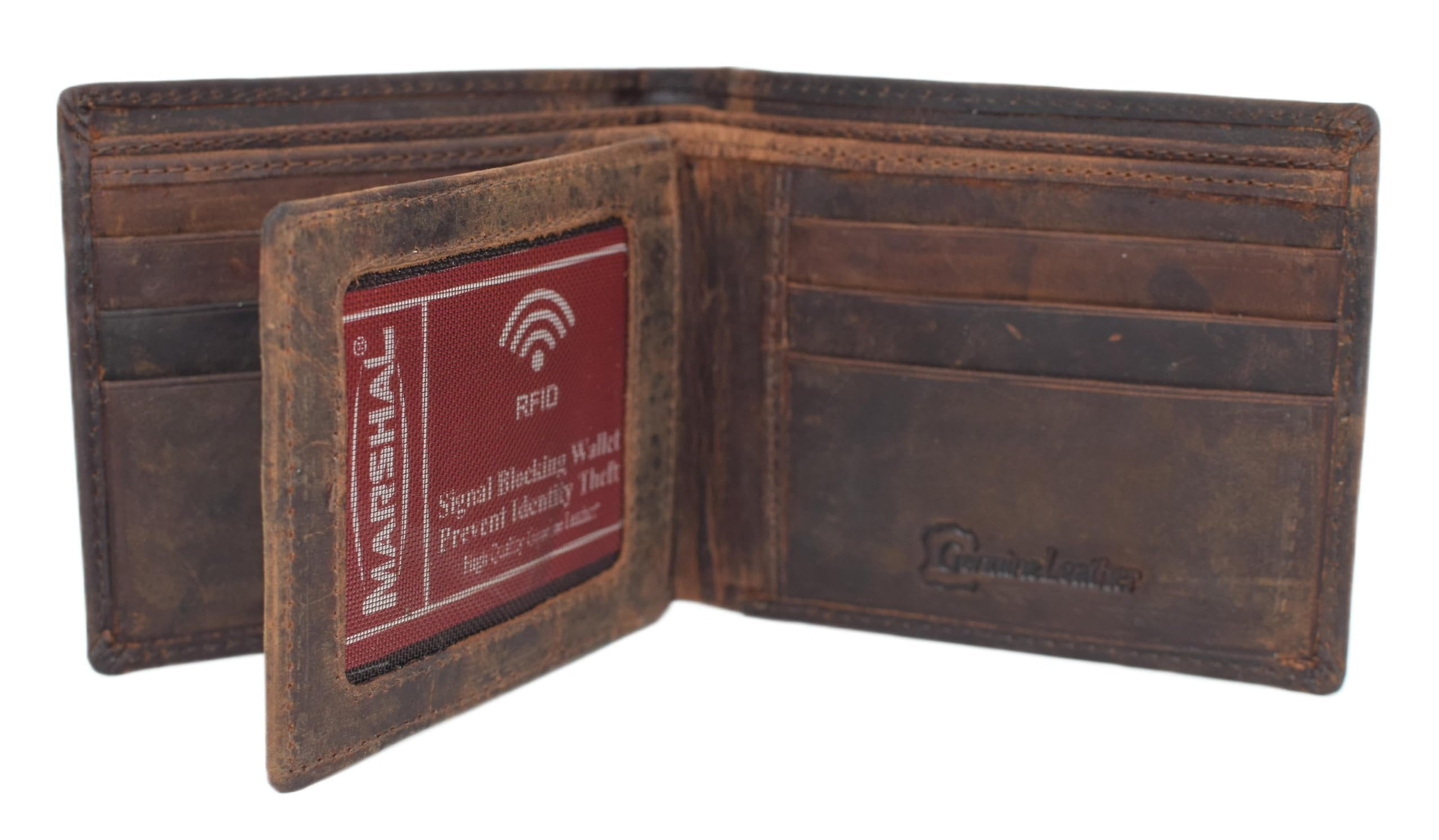 Distressed Vintage Leather Patriot American Flag Wallet -GOD BLESS AMERICA RFID Blocking Leather US Flag Men's Bifold... - Image 3
