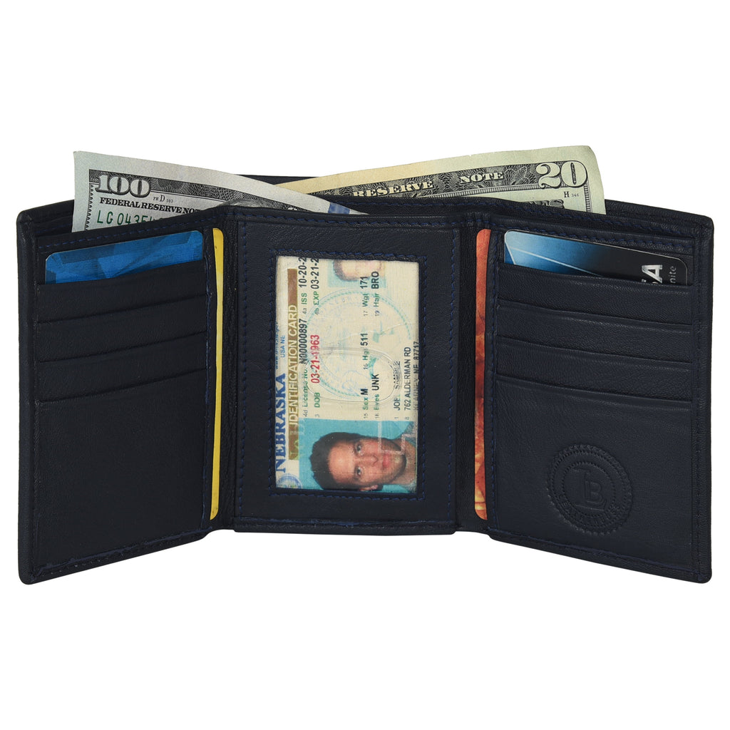 Genuine Leather Slim Trifold Wallets For Men - Mens Wallet RFID Blocking Holiday Gifts For Men - Image 2