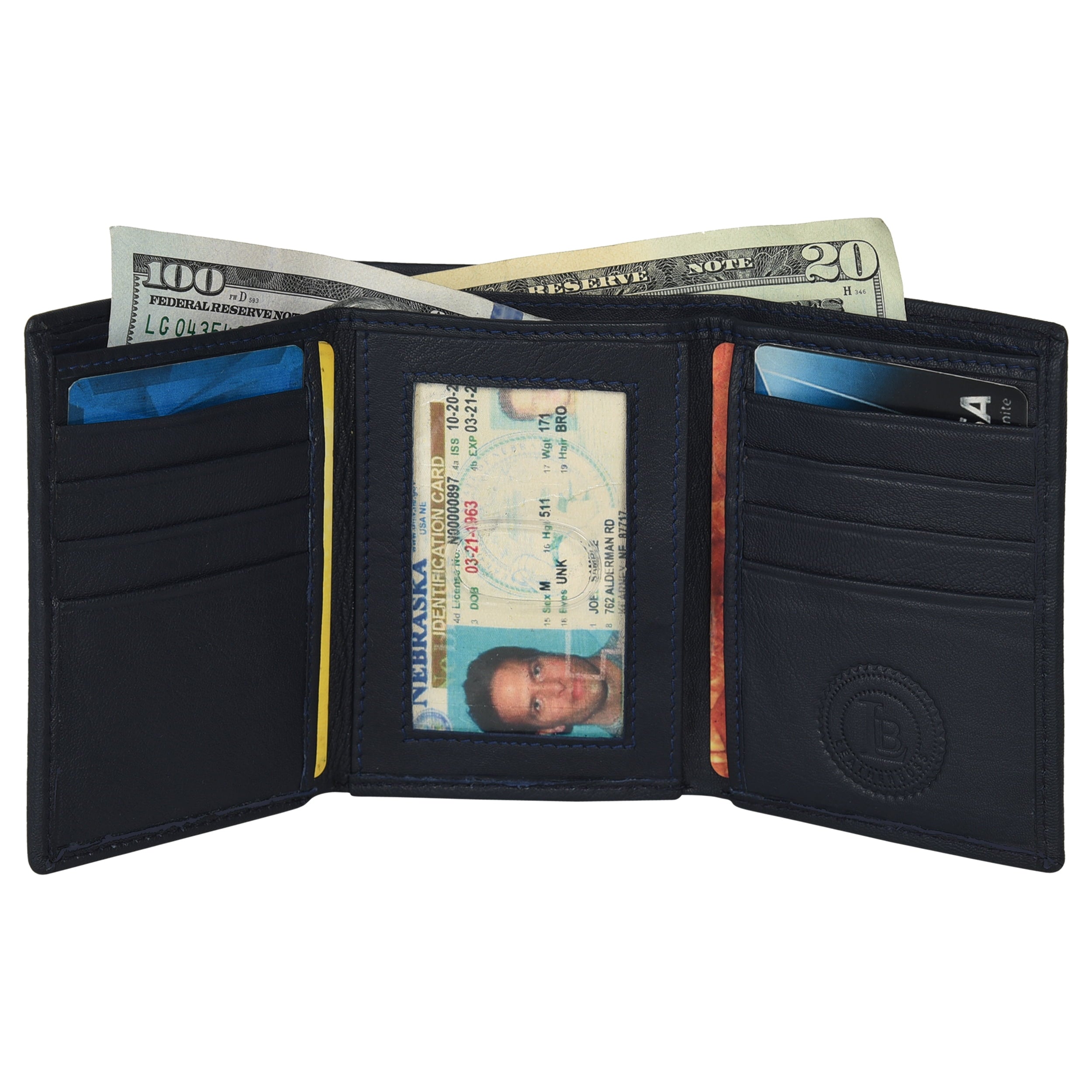 Genuine Leather Slim Trifold Wallets For Men - Mens Wallet RFID Blocking Holiday Gifts For Men - Image 2