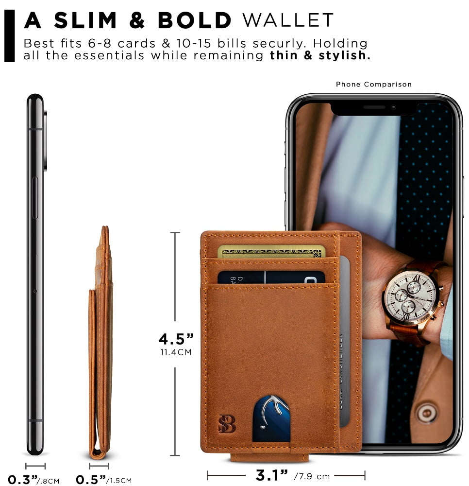 Front Pocket Wallet | Money Clip Magnetic | Bifold Minimalist RFID | Leather Wallets for Men | Slim Credit Card Walle... - Image 4