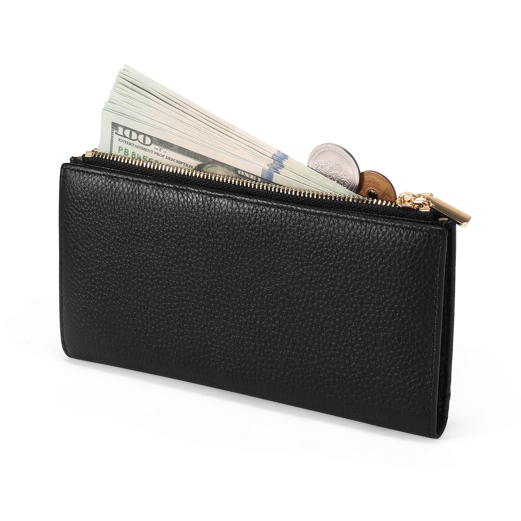 Wallets for Women RFID Blocking Ultra Slim Real Leather Credit Card Holder Clutch - Image 2