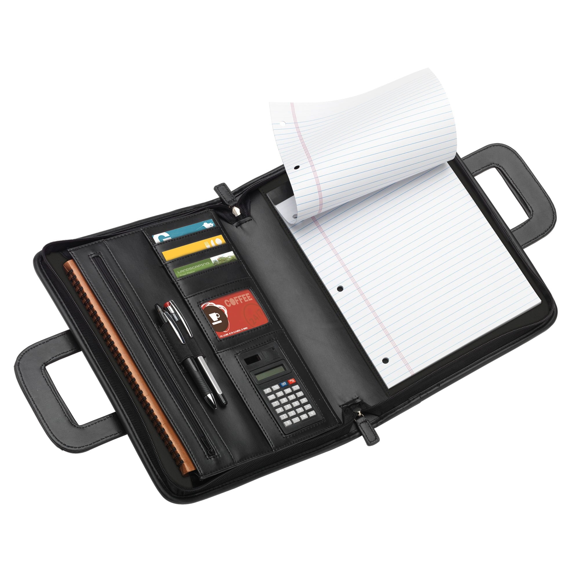 Office Depot Brand Padfolio With Flap Pockets & Sliding Handles, 11" x 14", Black - Image 2
