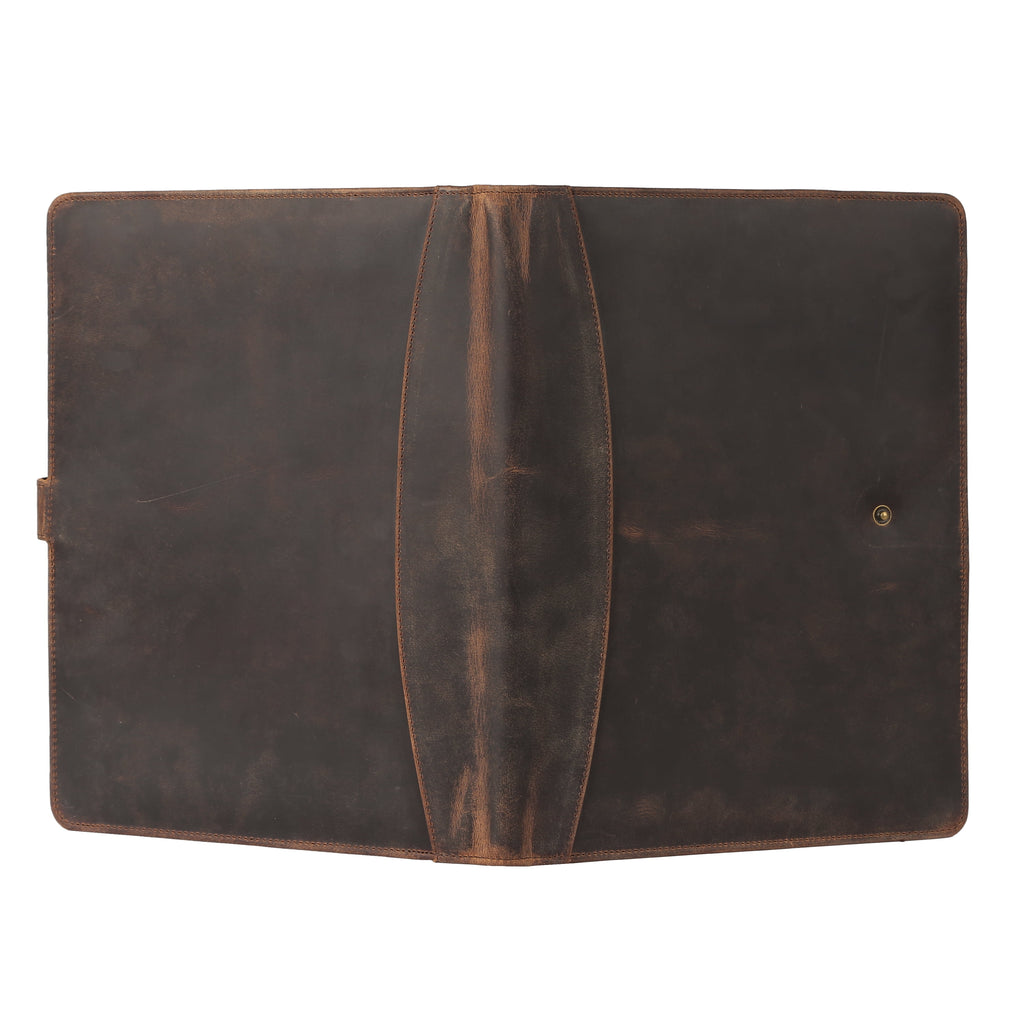 Full-Grain Leather Portfolio Folder with Button Closure, Legal Pad Holder, Card Slots, and Document Pockets, Distressed Tan - Image 6