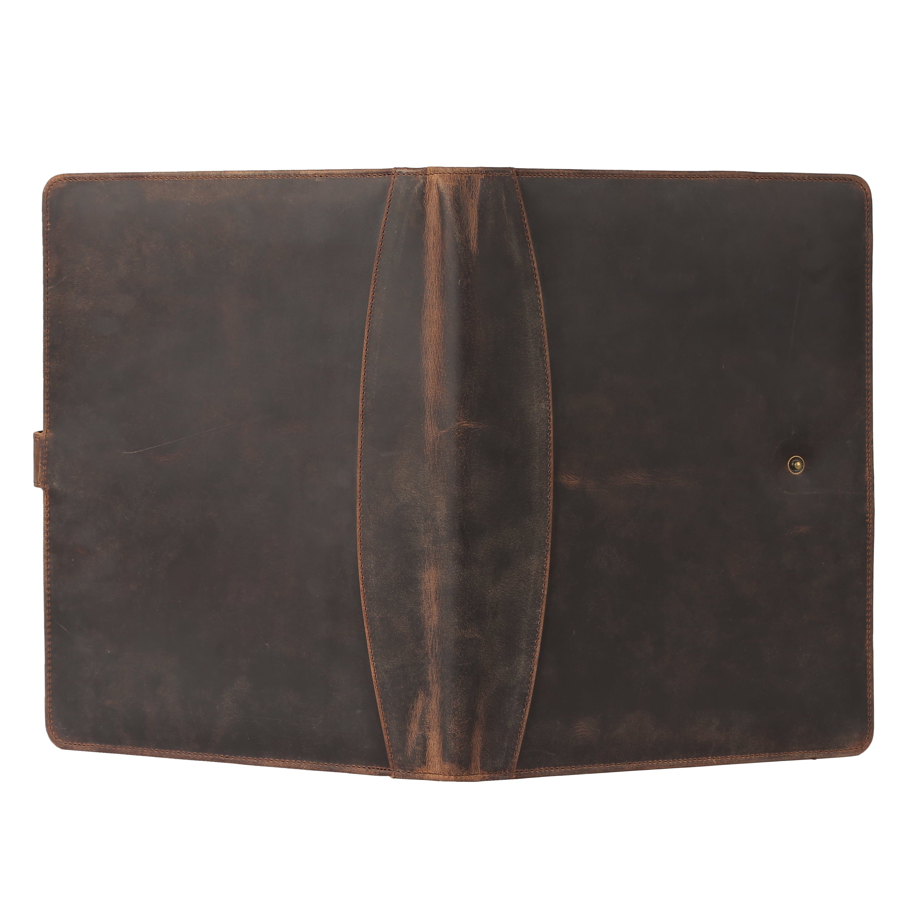Full-Grain Leather Portfolio Folder with Button Closure, Legal Pad Holder, Card Slots, and Document Pockets, Distressed Tan - Image 6