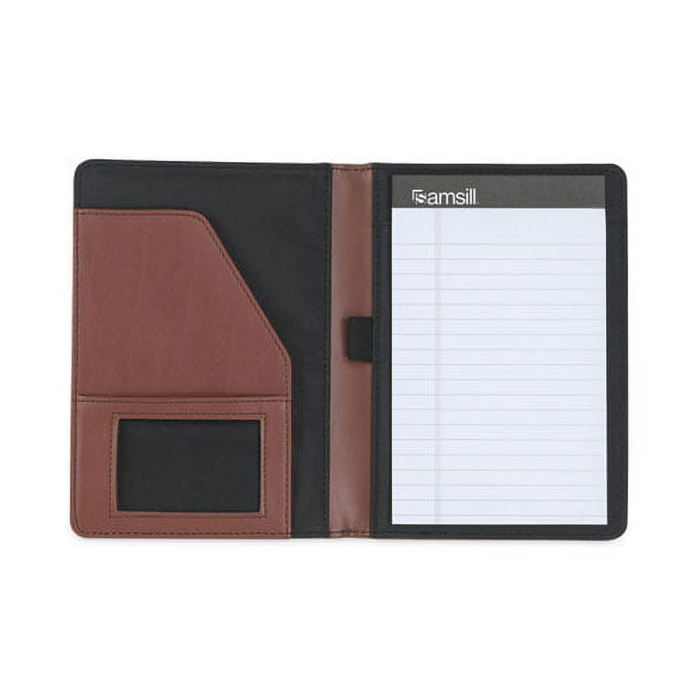 Contrast Stitch Leather Padfolio, 6.25w x 8.75h, Open Style, Brown | Bundle of 5 Each - Image 3