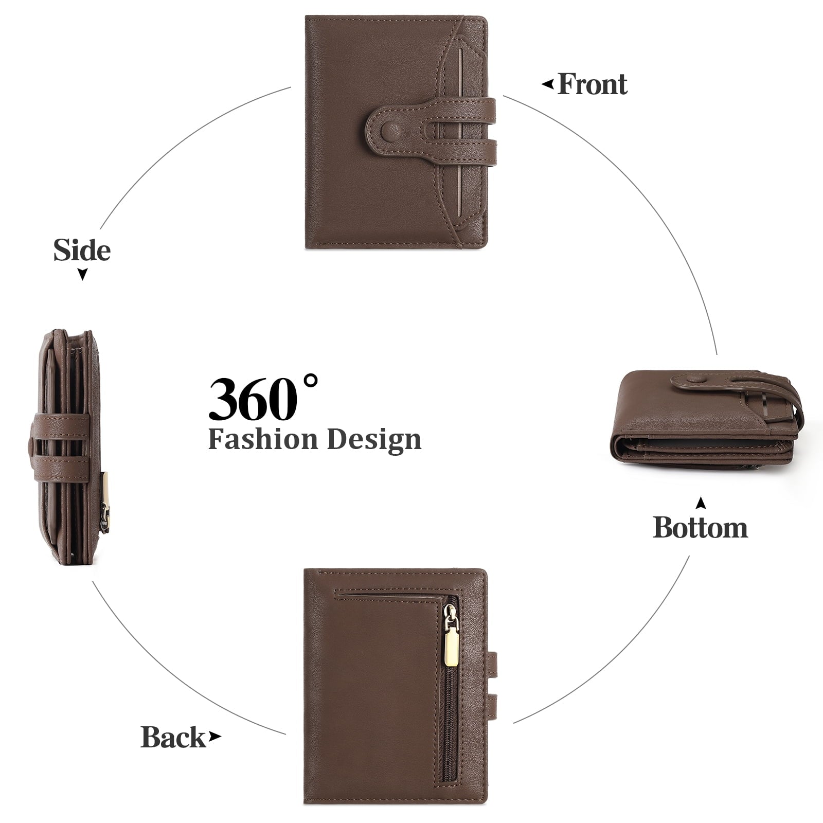 Leather Wallet for Men RFID Blocking Large Capacity Bifold Wallet Minimalist Back Pocket Wallets for Men with Zipper ... - Image 5