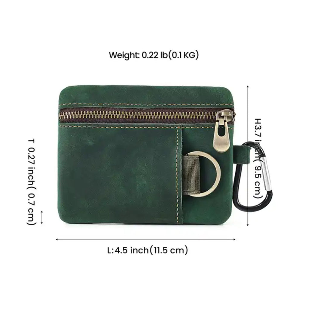 Genuine Leather Unisex Coin Purse Card Holder with Key Ring & Clip. Slim Minimalist Wallet. Top Grain Cow Real Leather. - Image 4