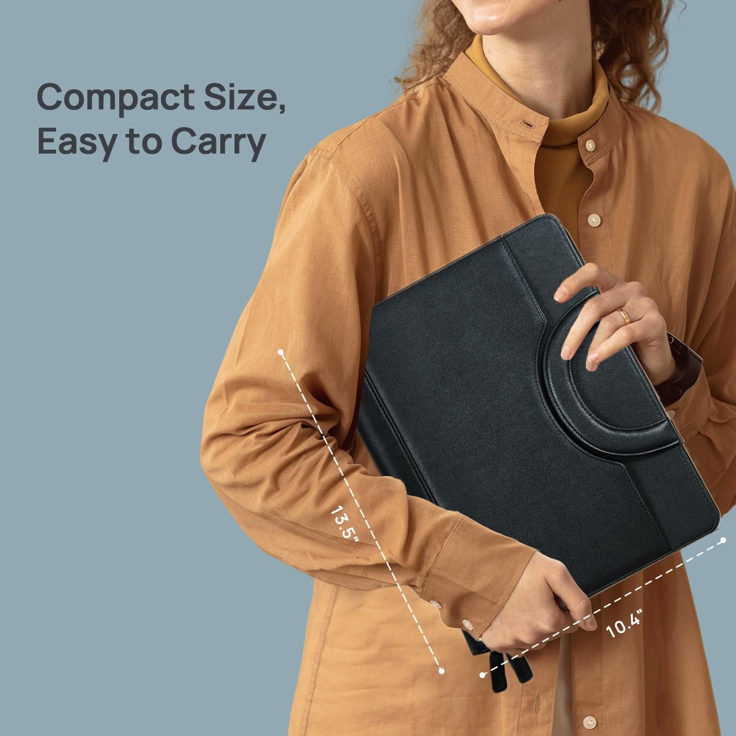 POPRUN Professional Zippered Portfolio Binder - Leather Padfolio Organizer with Notepad, Tablet Sleeve & Handles for ... - Image 3