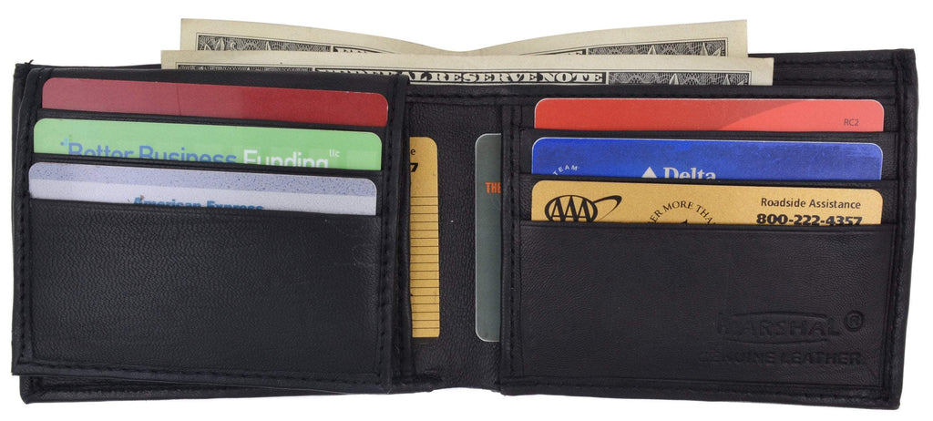 Mens Lambskin Leather Bifold Wallet with ID Flap 1183 - Image 3