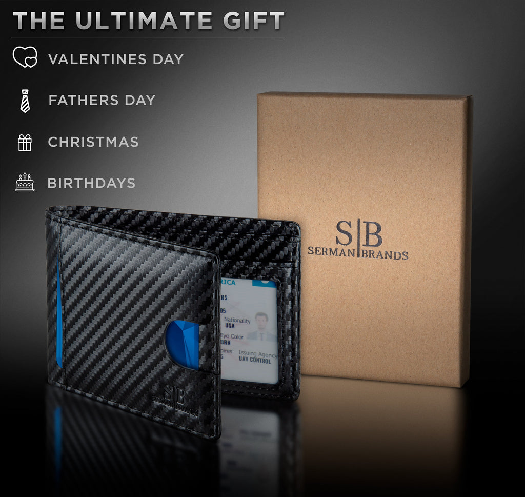 RFID Blocking Bifold | Slim Genuine Leather | Minimalist Front Pocket Wallets for Men | Carbon Fiber - Image 6