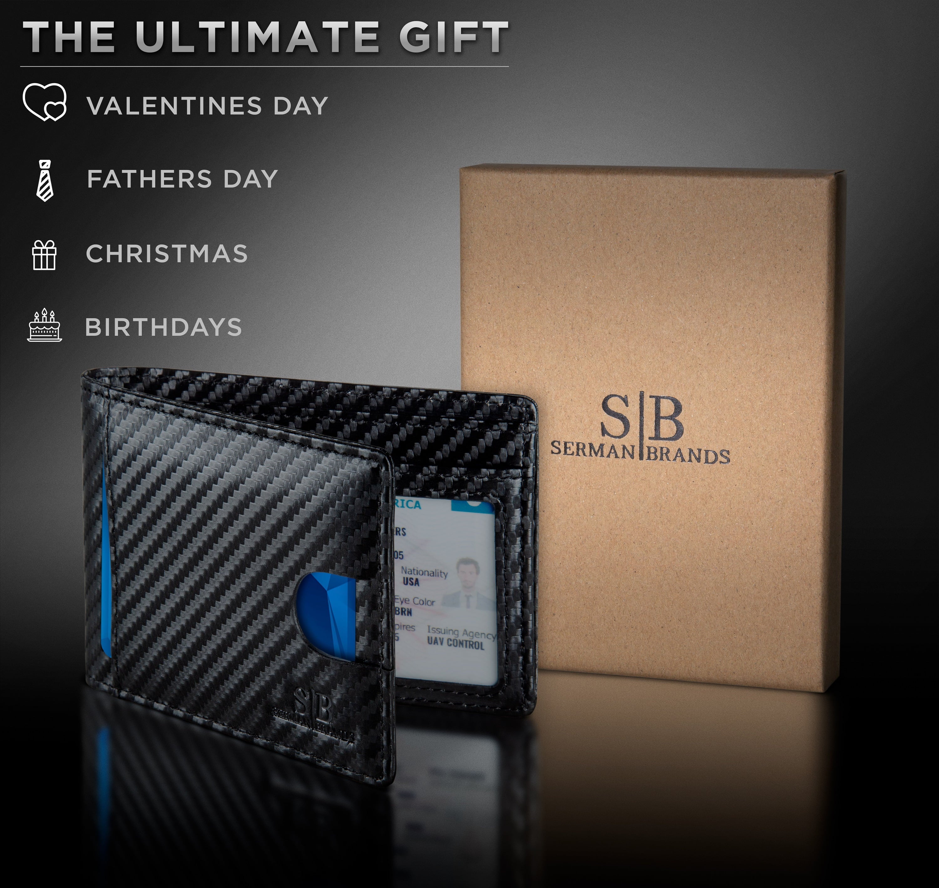 RFID Blocking Bifold | Slim Genuine Leather | Minimalist Front Pocket Wallets for Men | Carbon Fiber - Image 6