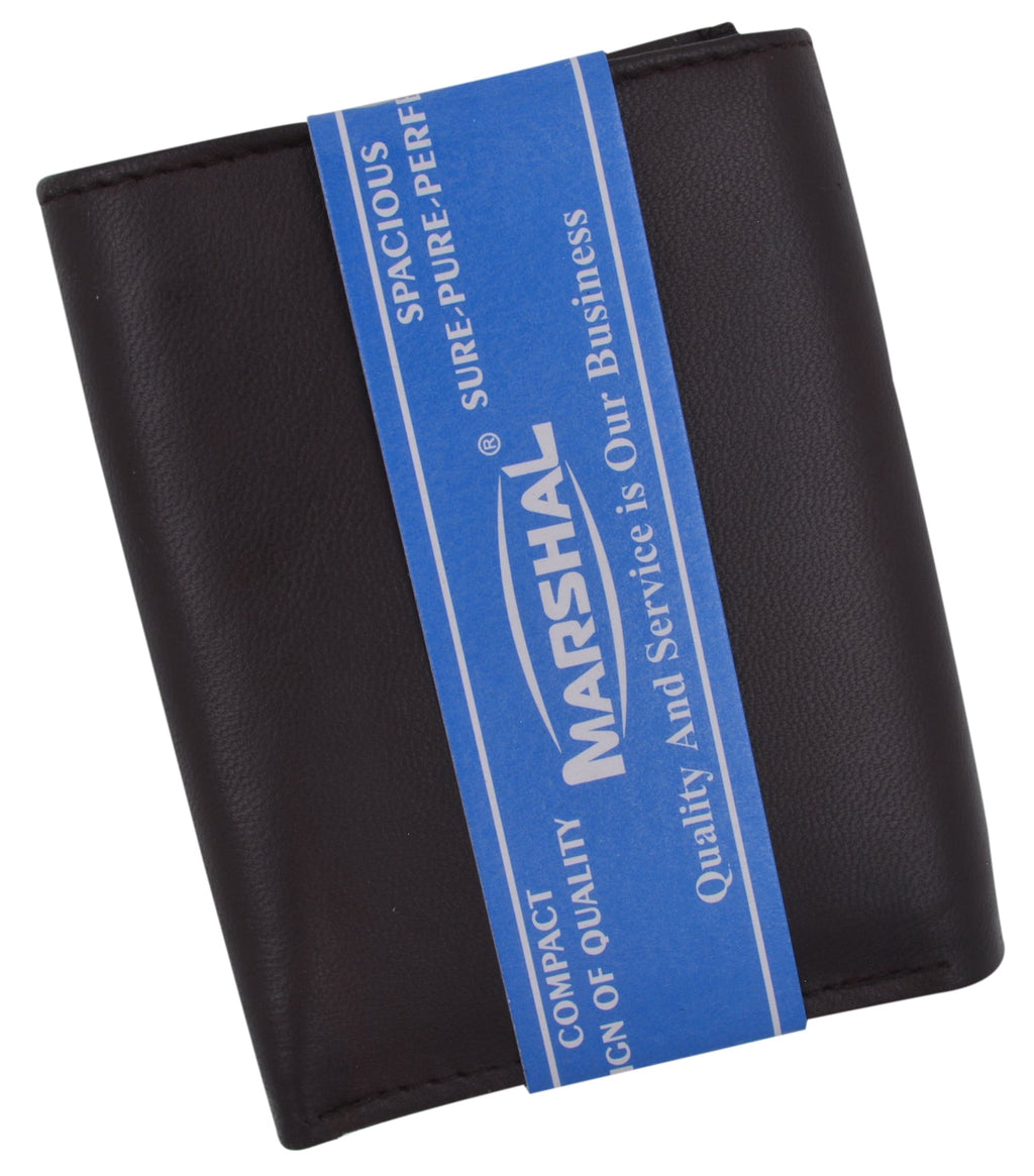 Mens Genuine Leather Trifold Wallet 8 Credit Card Slots ID Window 1155 - Image 4