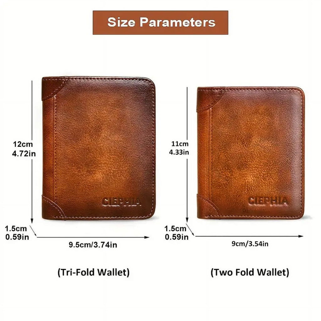 Genuine Leather Rfid Wallets for Men Vintage Thin Short Multi-Function Card Holder, Brown - Image 2