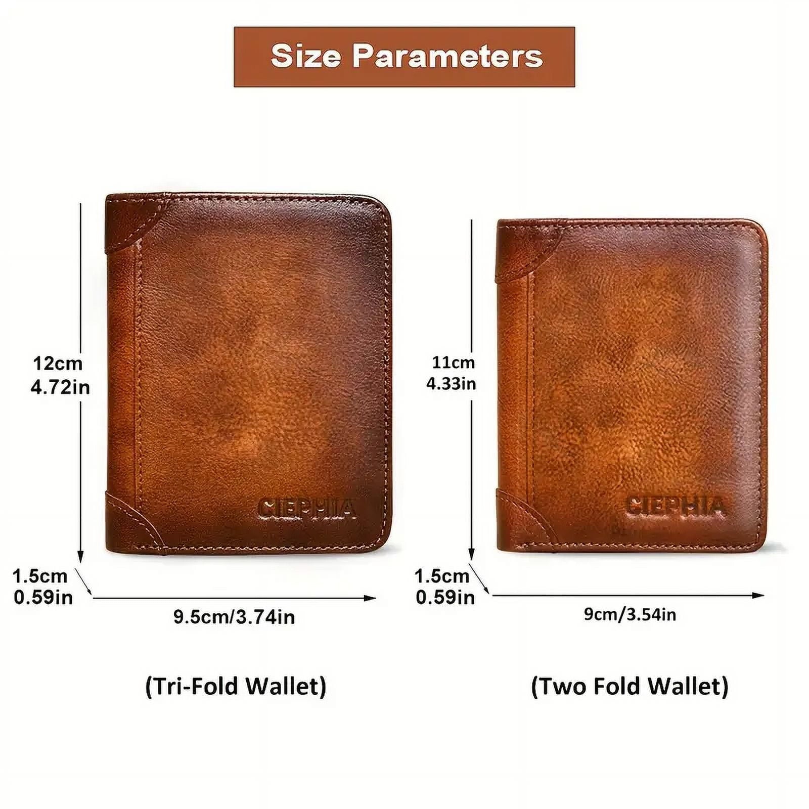 Genuine Leather Rfid Wallets for Men Vintage Thin Short Multi-Function Card Holder, Brown - Image 2