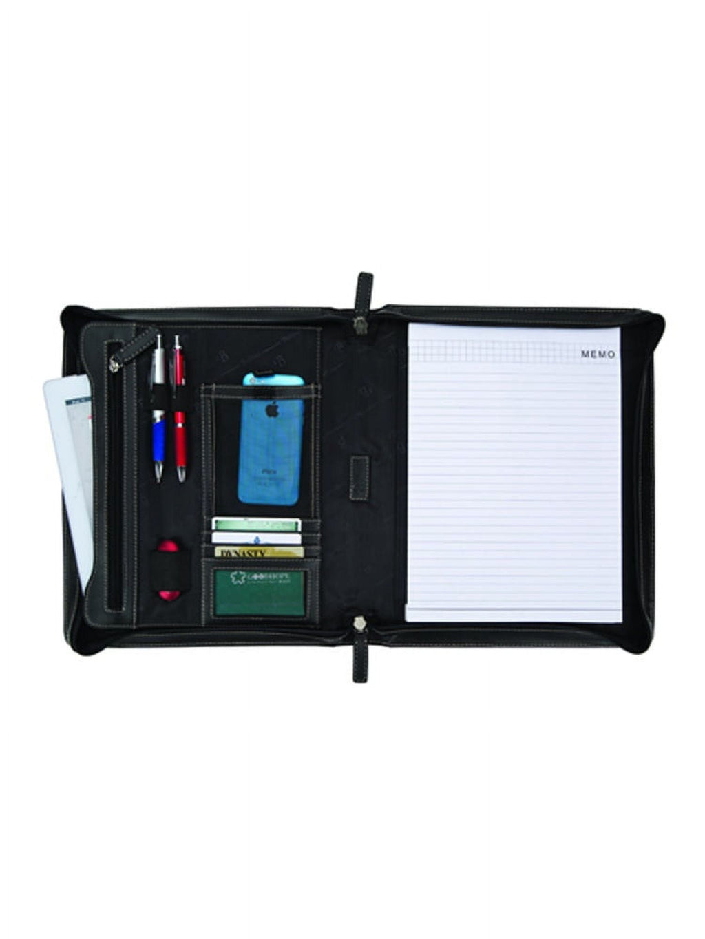 BLACK BELLINO LEATHER ZIP-AROUND PADFOLIO - Image 4
