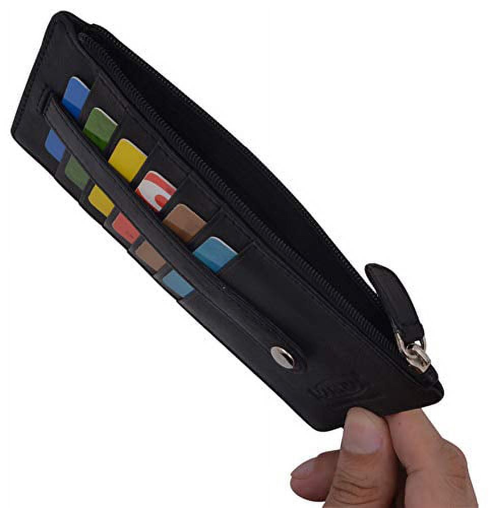 Leather All in One Card Case Holder Slim Wallet With a Card Protection Strap - Image 6