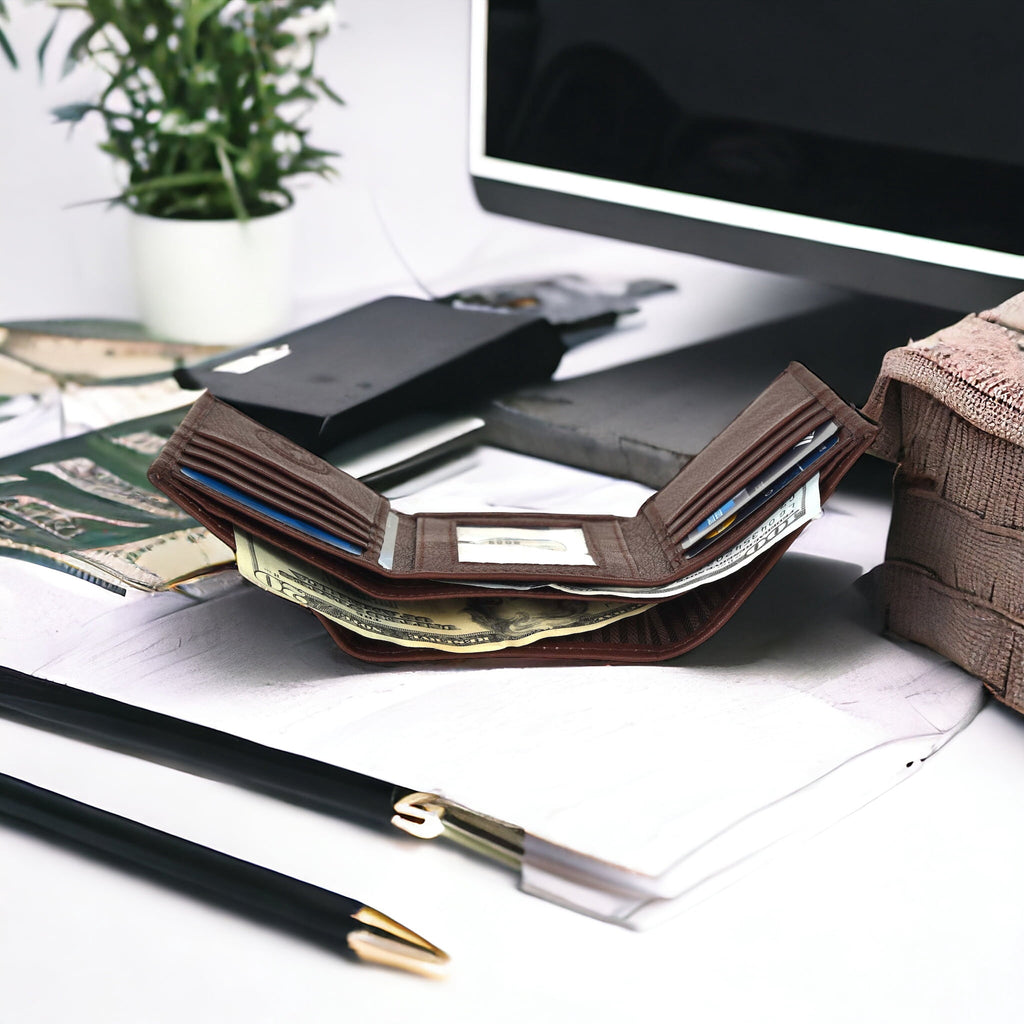 Genuine Leather Slim Trifold Wallets For Men - Mens Wallet RFID Blocking Holiday Gifts For Men - Image 4