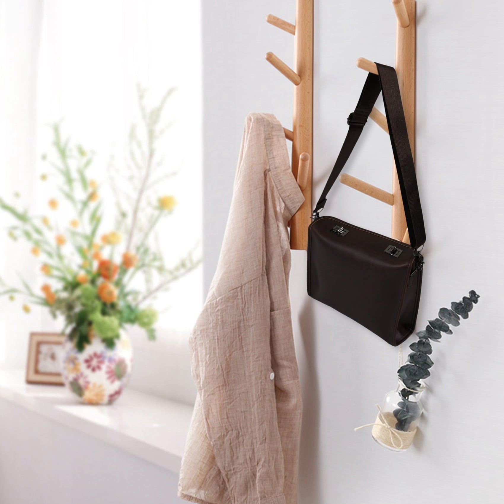 Men Leather Messenger Briefcase Laptop Shoulder Crossbody Bag Handbag - Image 6