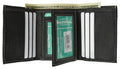 100% Leather Tri-fold Credit Card Mens Wallet Black 961107 (C)
