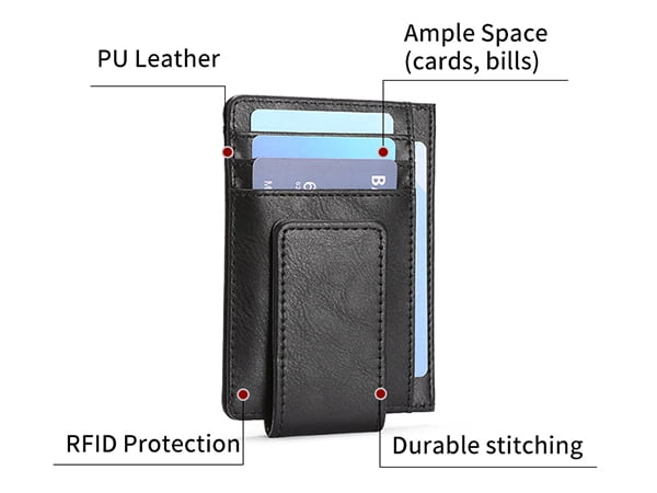 Magnetic Closure Slim Wallet for Men Leather RFID Blocking Minimalist Front Pocket Money Clip Wallet Credit Card Holder - Image 6