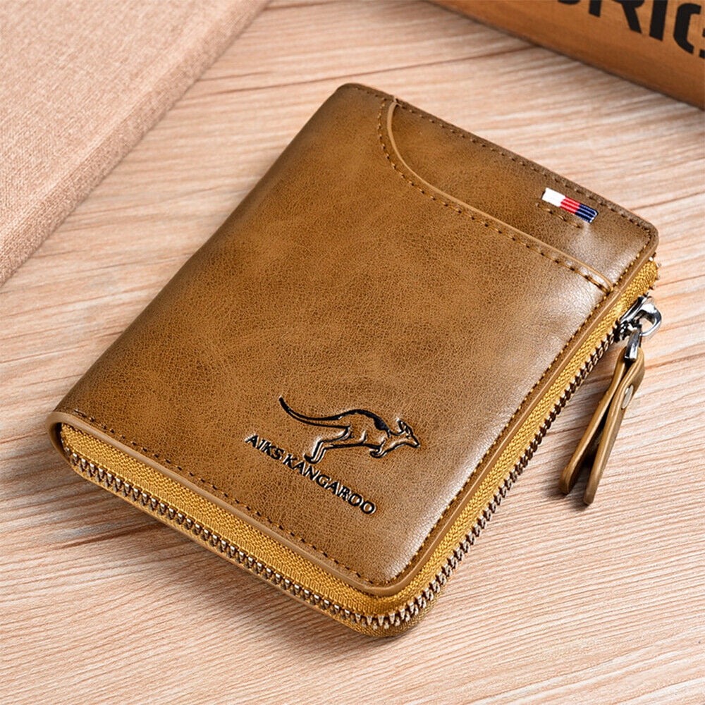 Men's RFID Blocking Leather Wallet Credit Card ID Holder Zipper Wallet Waterproof - Image 5