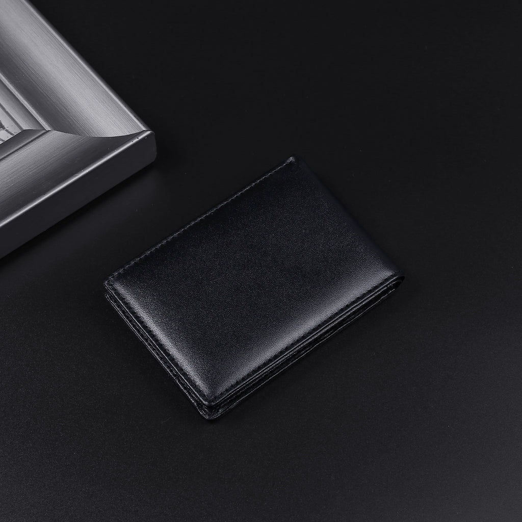 Minimalist Wallets for Men, Slim Leather Bifold Wallet Credit Card Holder with Cash Pocket, ID Window, RFID Blocking, Gifts for Men, Black - Image 2
