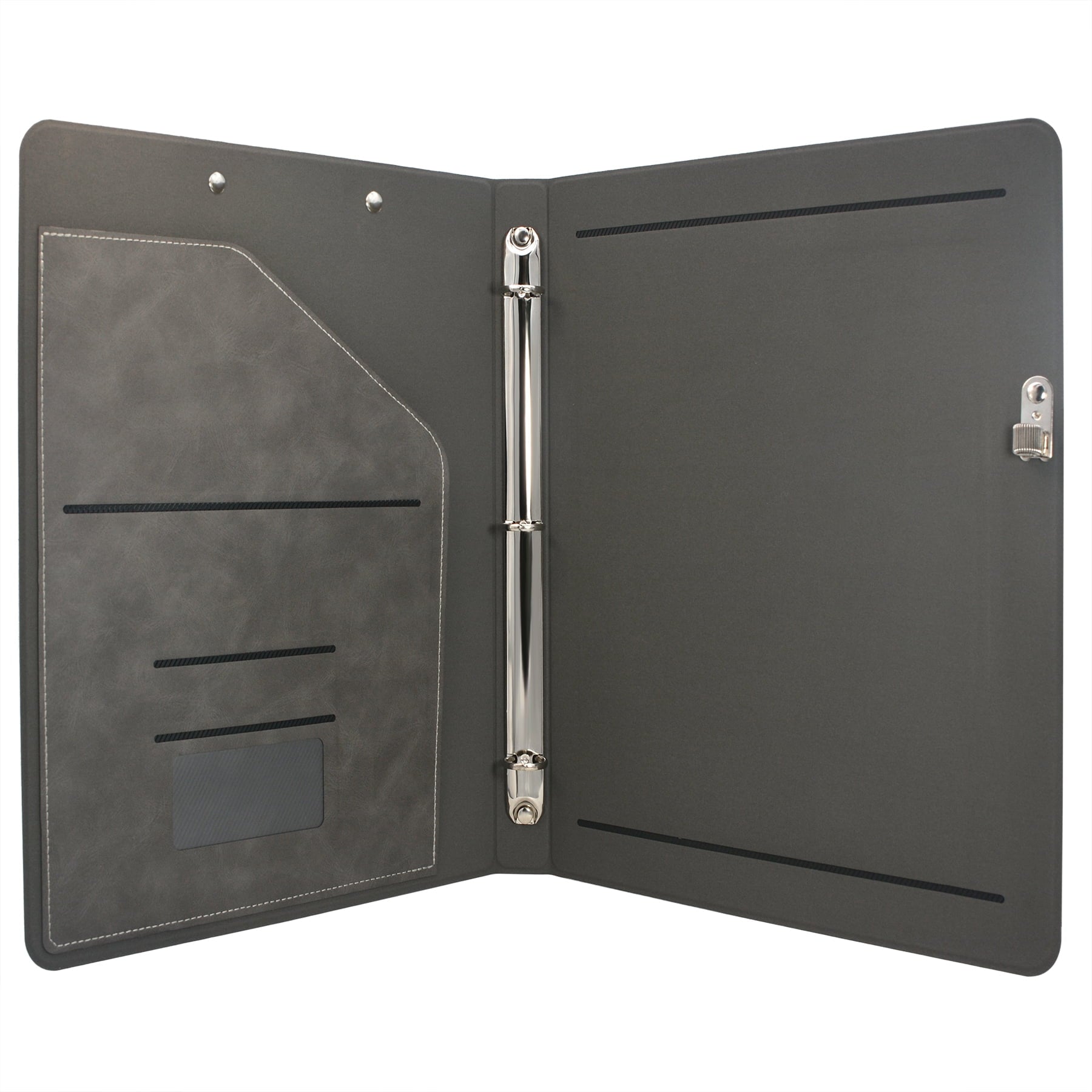 3 Ring Binder Padfolio Clipboard Case with Color File Folders, PU Leather Padfolio Ring Binder with Clipboard - Image 2
