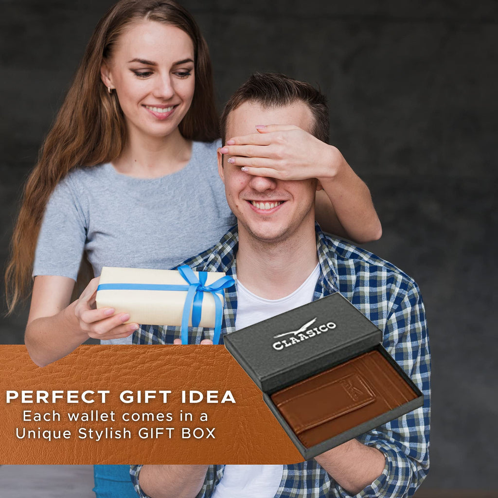 Money Clip Leather Wallet For Men Slim Front Pocket RFID Blocking Card Holder With Super Strong Magnetic - Image 4