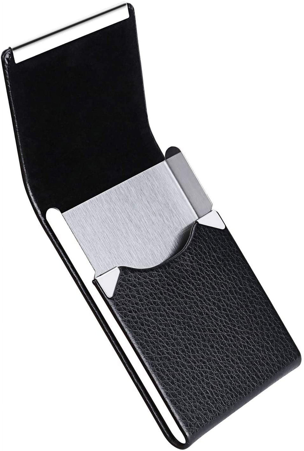 PU Leather Business Card Holder Case, Slim Metal Pocket Card Holder with Magnetic Closure - Image 5