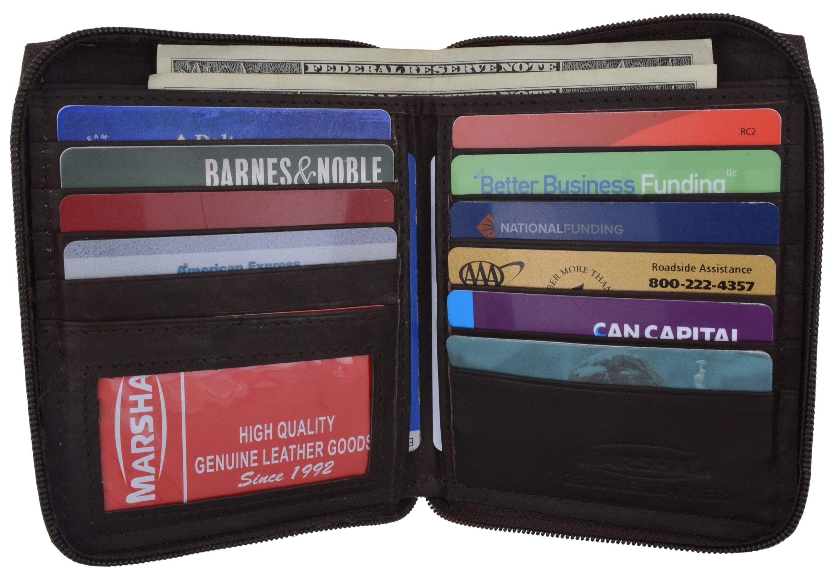 Genuine Mens Leather Zippered Card ID Holder Wallet 702 CF - Image 4
