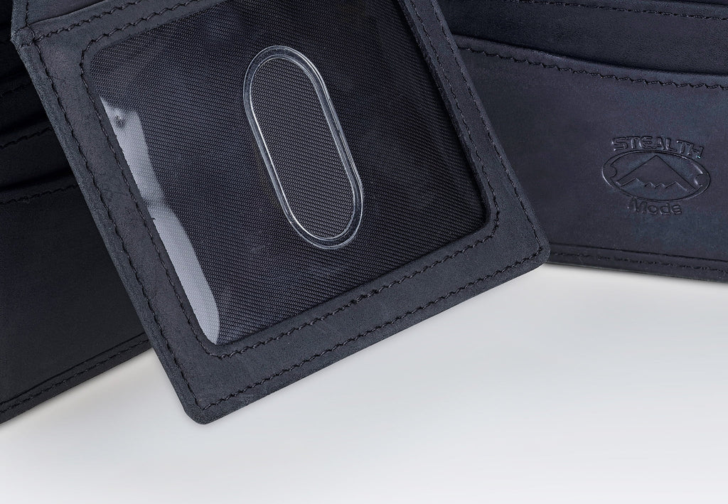 Leather Bifold Wallet for Men With ID Window and RFID Blocking (Black) - Image 5