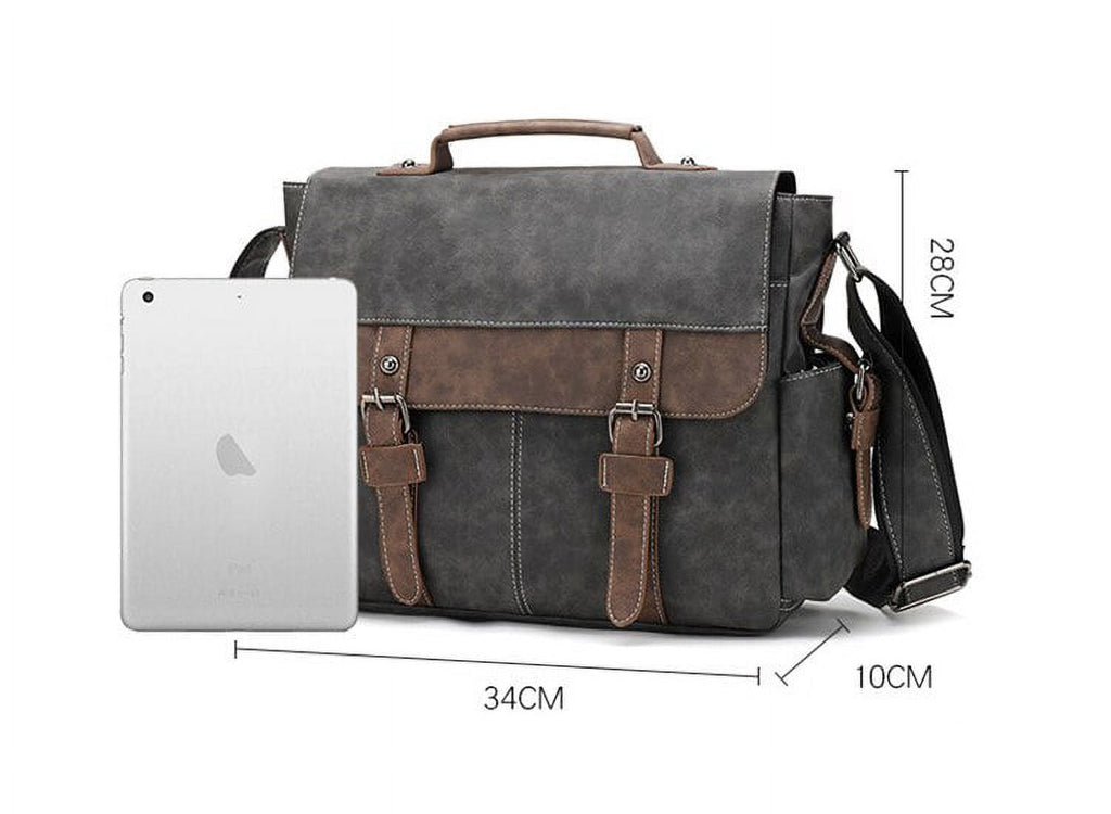 Men's Vintage Designer Briefcase PU Leather Tote Business Office Man Messenger Bag Casual Solid Computer Laptop Handbag - Image 5